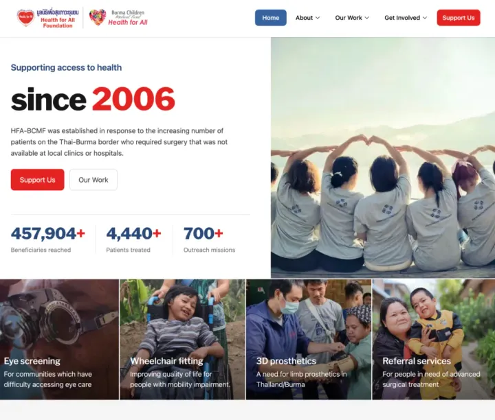 Burma Children Medical Fund (BCMF) website image